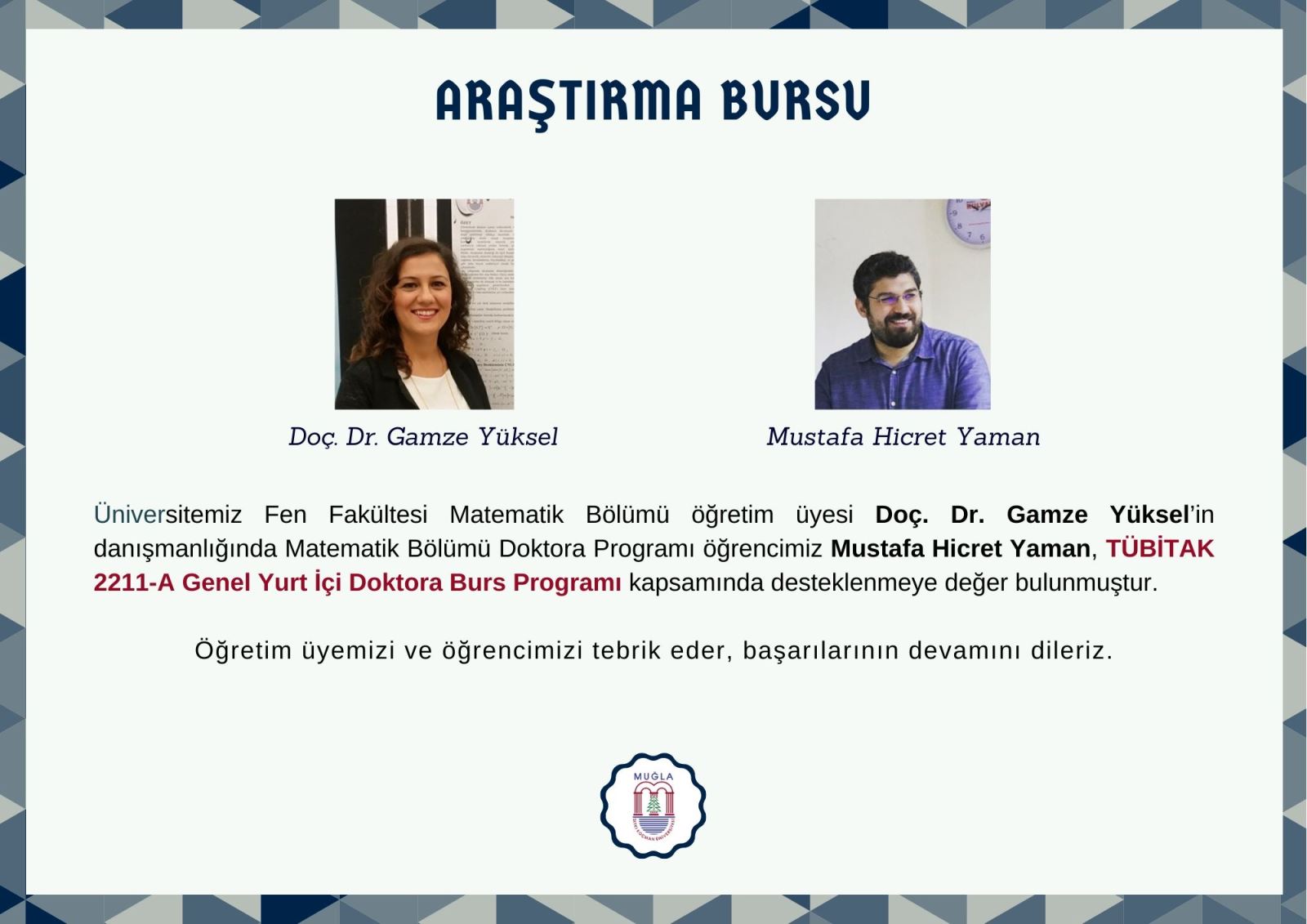 Ogrencimizin Tubitak 2211 A Destekli Burs Basarisi