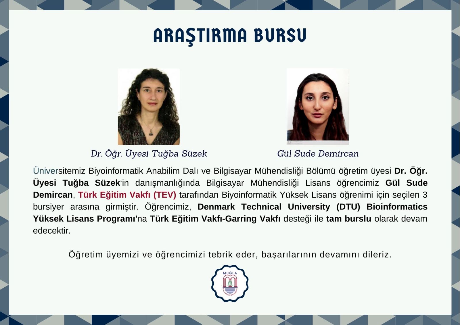 Lisans Ogrencimizin Turk Egitim Vakfi Destekli Burs Basarisi