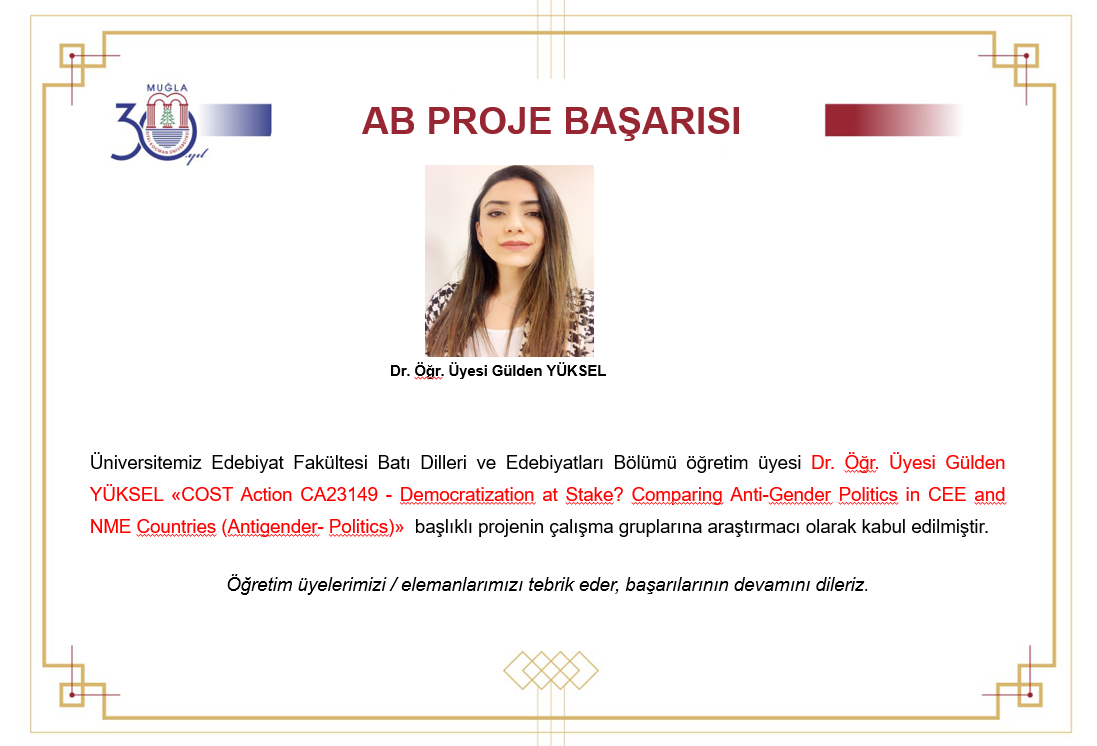 Öğretim Üyemizin AB Proje Proje Başarısı