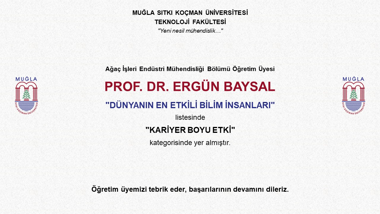 Öğretim Üyemiz Prof. Dr. Ergün BAYSAL’ın Başarısı
