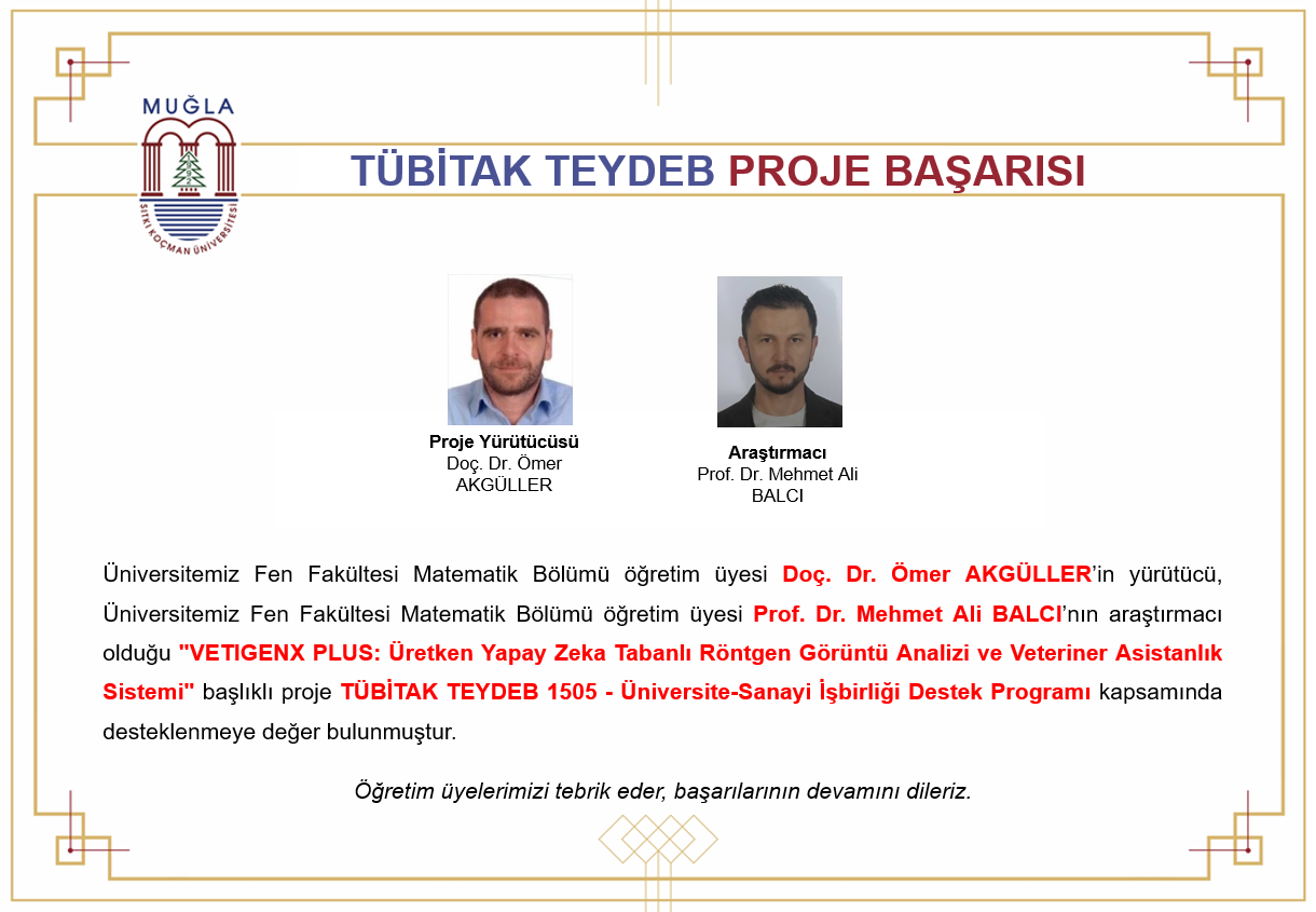 Öğretim Üyelerimizin TÜBİTAK TEYDEP1505 Proje Başarısı
