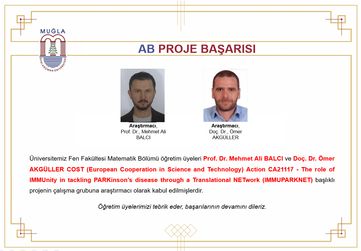 Bölümümüz öğretim üyelerimizin AVRUPA BİRLİĞİ COST Proje Başarısı