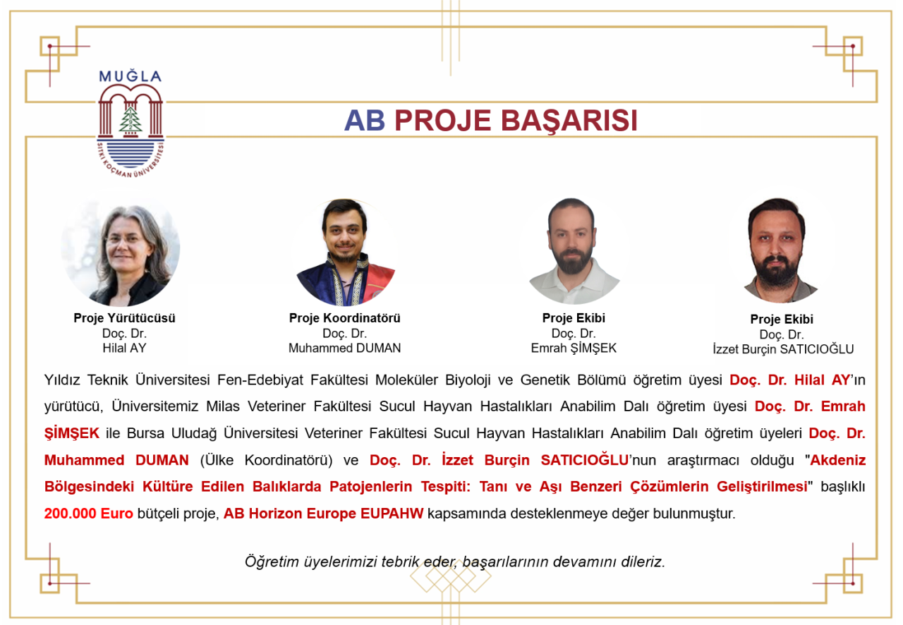 ÖĞRETİM ÜYEMİZİN AVRUPA BİRLİĞİ AB HORİZON EUROPE EUPAHW PROJE BAŞARISI