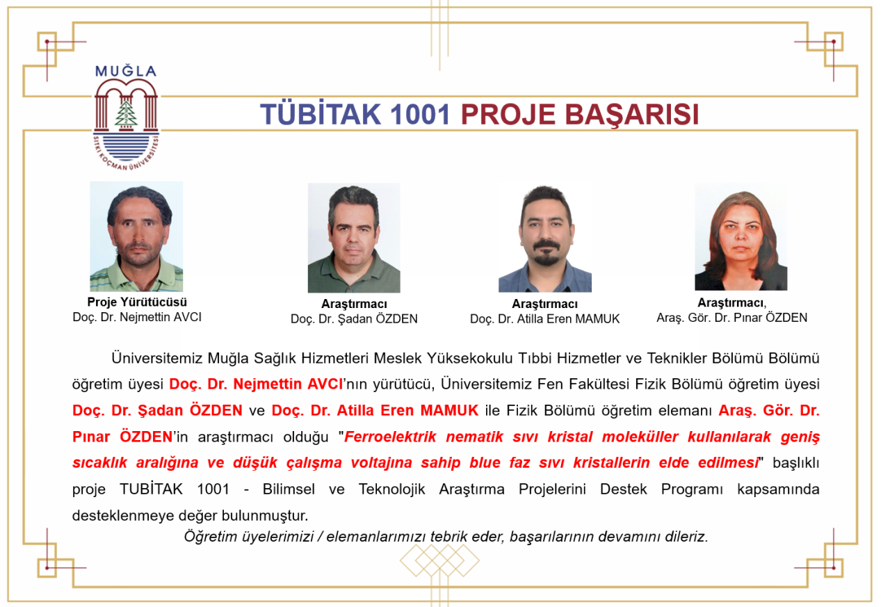 Öğretim Üyelerimizden TÜBİTAK 1001 Proje Başarısı