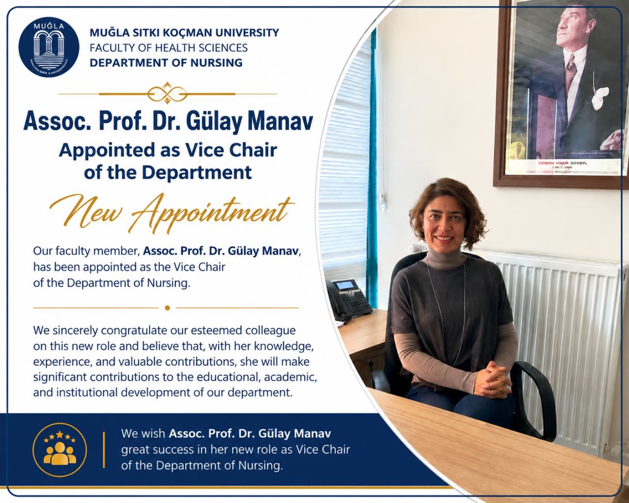 Assoc. Prof. Dr. Gülay Manav Appointed as Vice Chair of the Department of Nursing