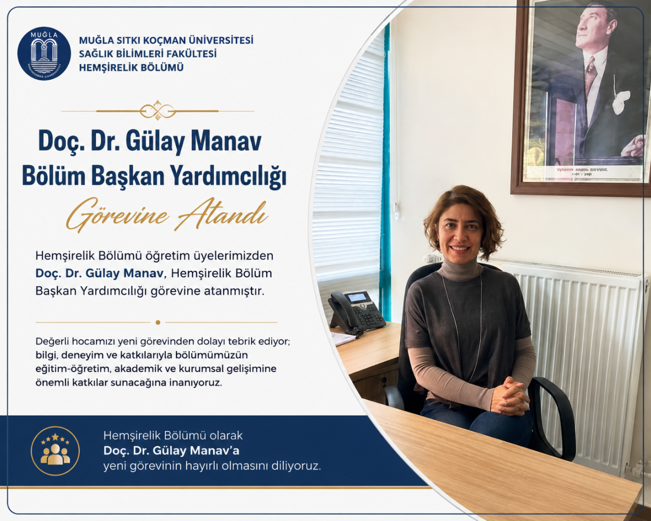 Doç. Dr. Gülay Manav Bölüm Başkan Yardımcılığı Görevine Atandı