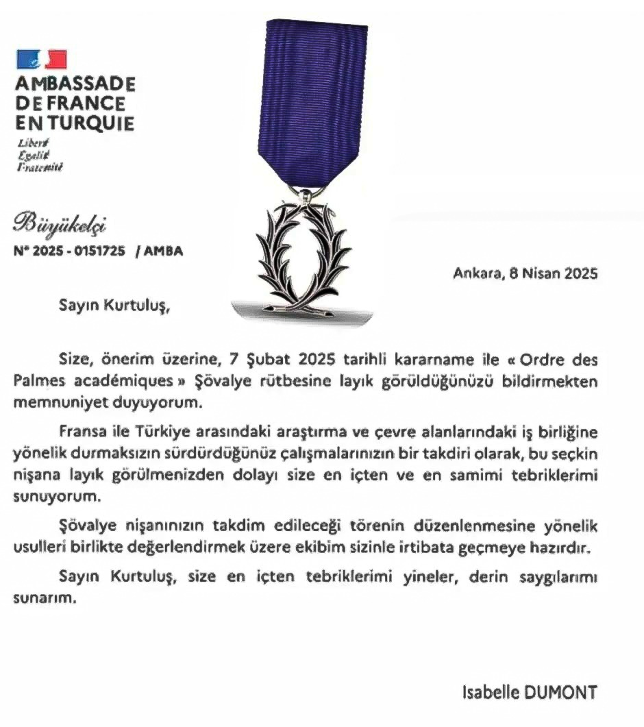Doç. Dr. Bedri Kurtuluş, “Akademik Palmiye Nişanı” ile Onurlandırıldı