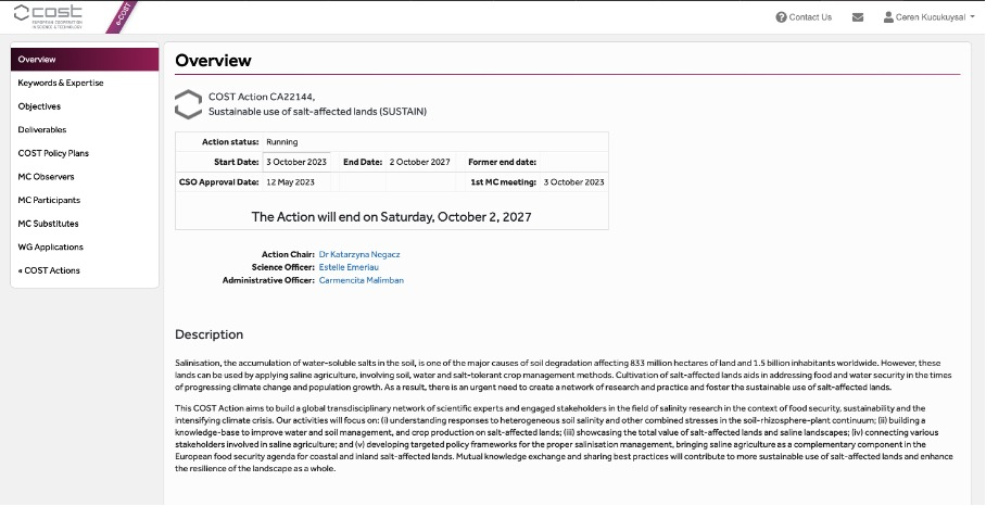 Öğretim Üyemiz Doç. Dr. Ceren KÜÇÜKUYSAL COST Çalışma Grubuna Araştırmacı Olarak Kabul Edildi