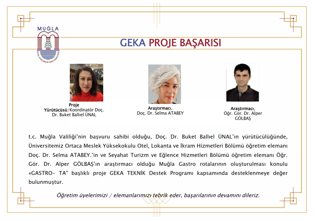 Öğretim Elemanlarımızın GEKA Proje Başarısı