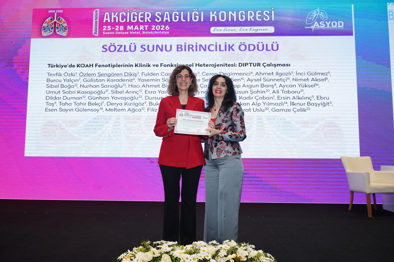 Göğüs Hastalıkları Anabilim Dalı Öğretim Üyesi Doç. Dr. Özlem Şengören Dikiş’e “Sözel Sunu Birincilik Ödülü”