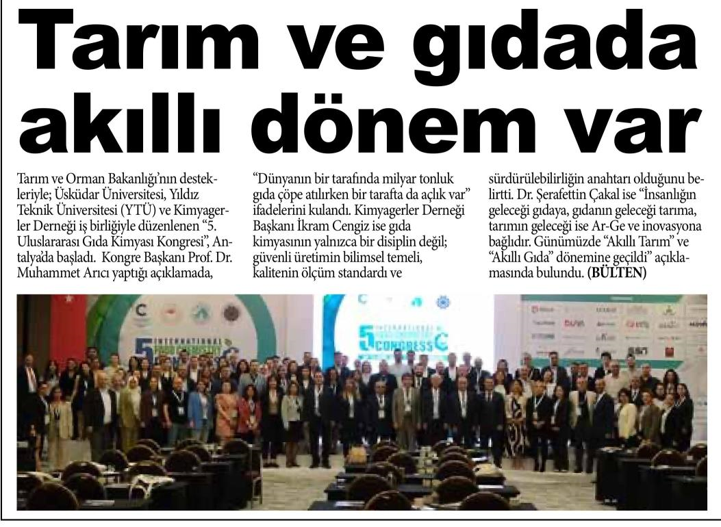 5. Uluslararası Gıda Kimyası Kongresi’nde Bölümümüzden Önemli Temsil