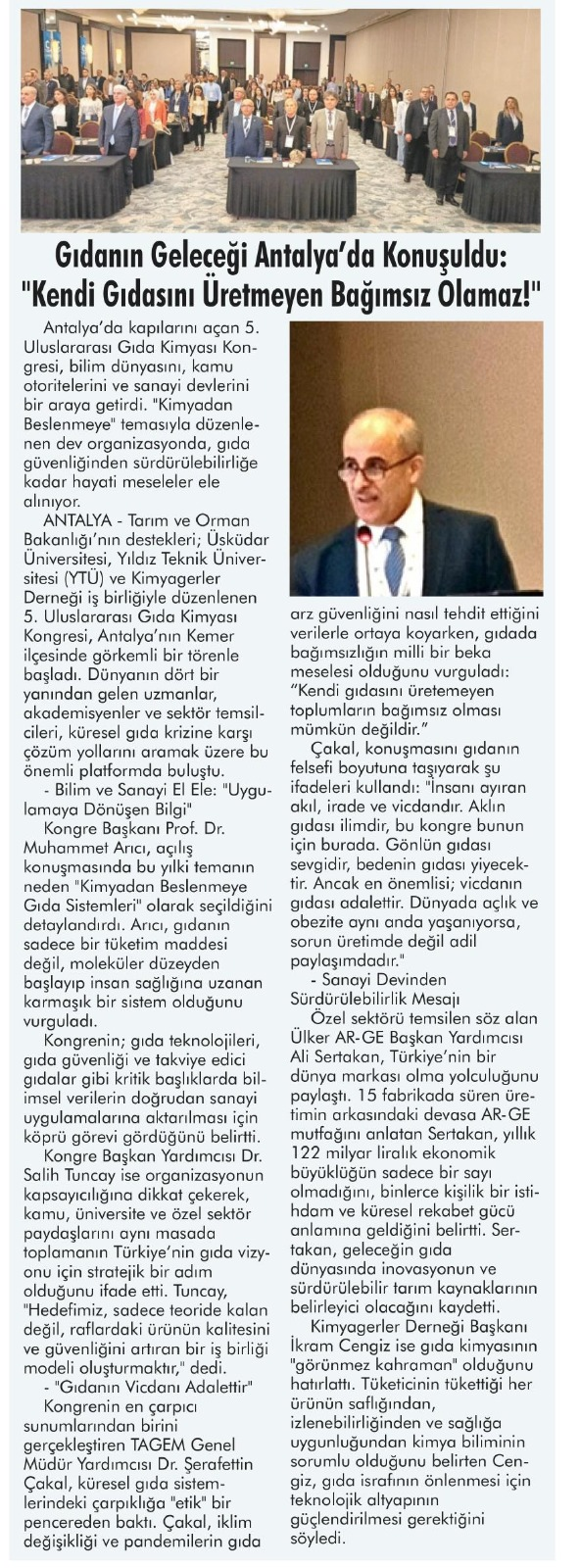5. Uluslararası Gıda Kimyası Kongresi’nde Bölümümüzden Önemli Temsil
