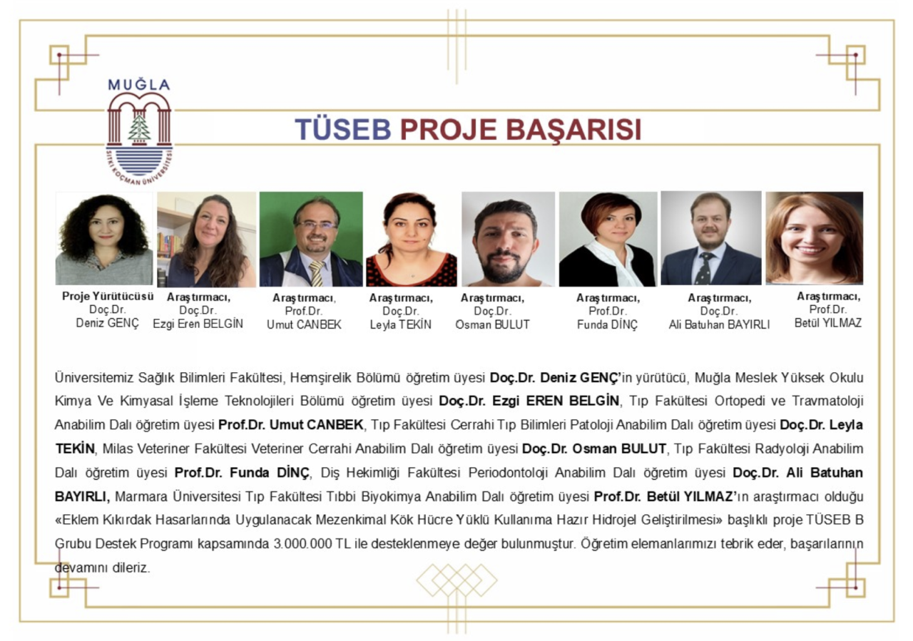Öğretim Üyemizin TÜSEB Proje Başarısı