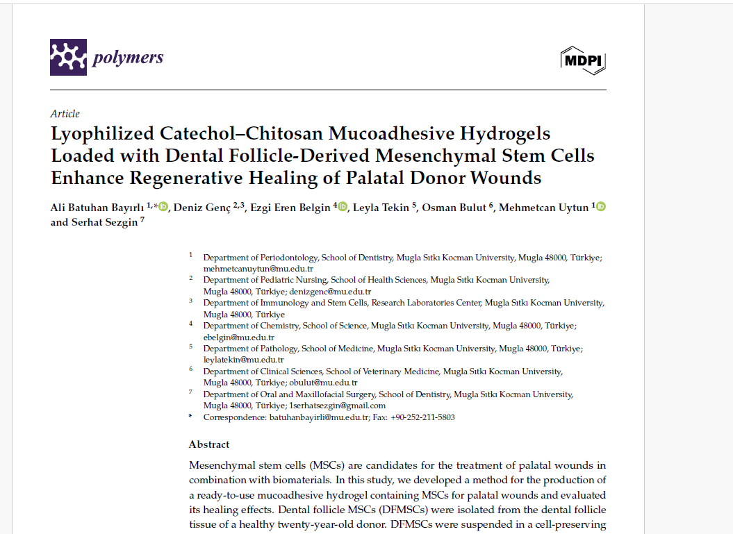 Öğretim Üyemizin Başarısı: Doç. Dr. Ezgi Eren Belgin’in kaleme aldığı çalışma, 2026 yılında SCI indeksli ve Q1 kategorisindeki Polymers dergisinde yayımlanmıştır