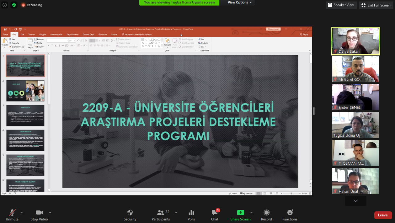 Fakültemizde ""TÜBİTAK Öğrenci Projeleri Eğitimi" Etkinliği Prof. Dr. Tuğba Uçma Uysal ve Doç. Dr. Ceray Aldemir