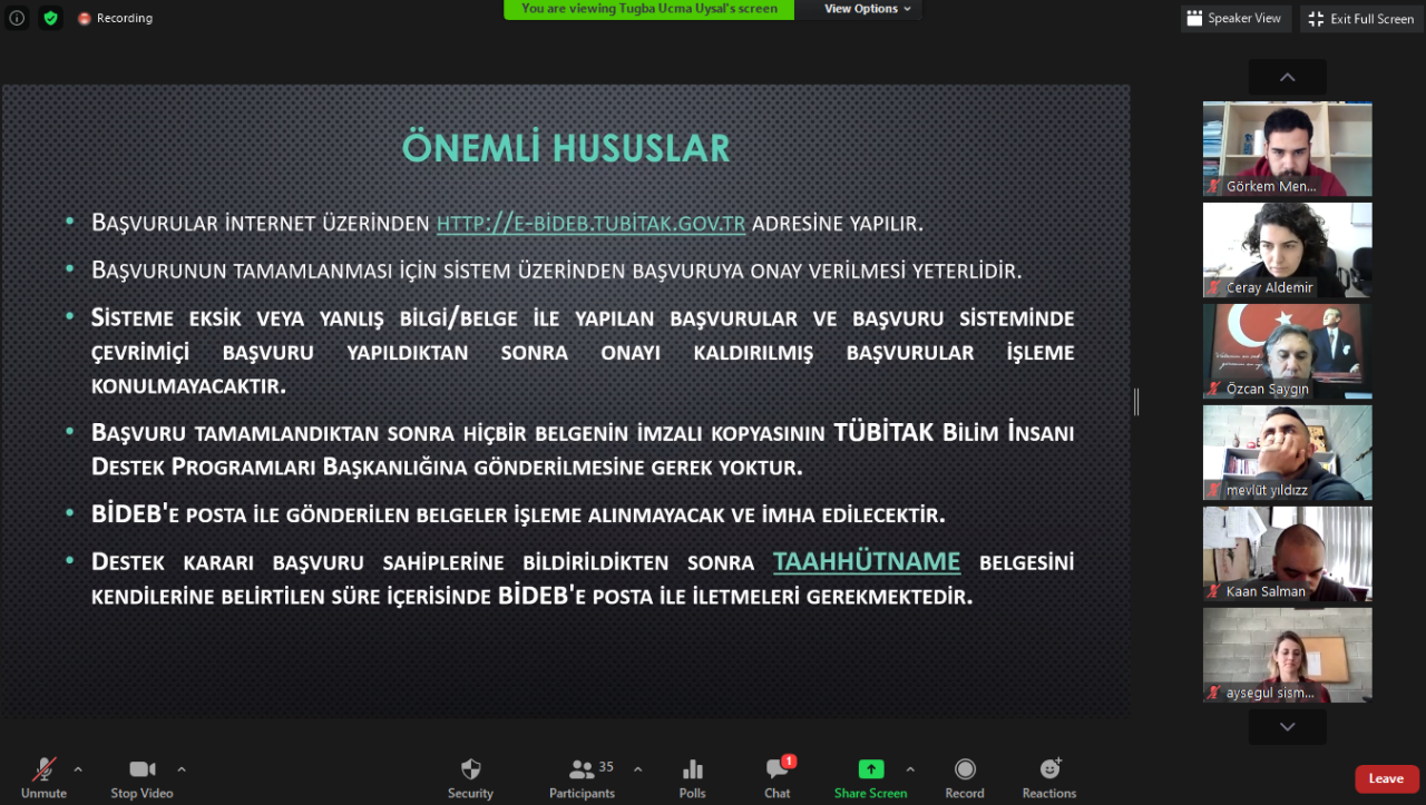 Fakültemizde ""TÜBİTAK Öğrenci Projeleri Eğitimi" Etkinliği Prof. Dr. Tuğba Uçma Uysal ve Doç. Dr. Ceray Aldemir