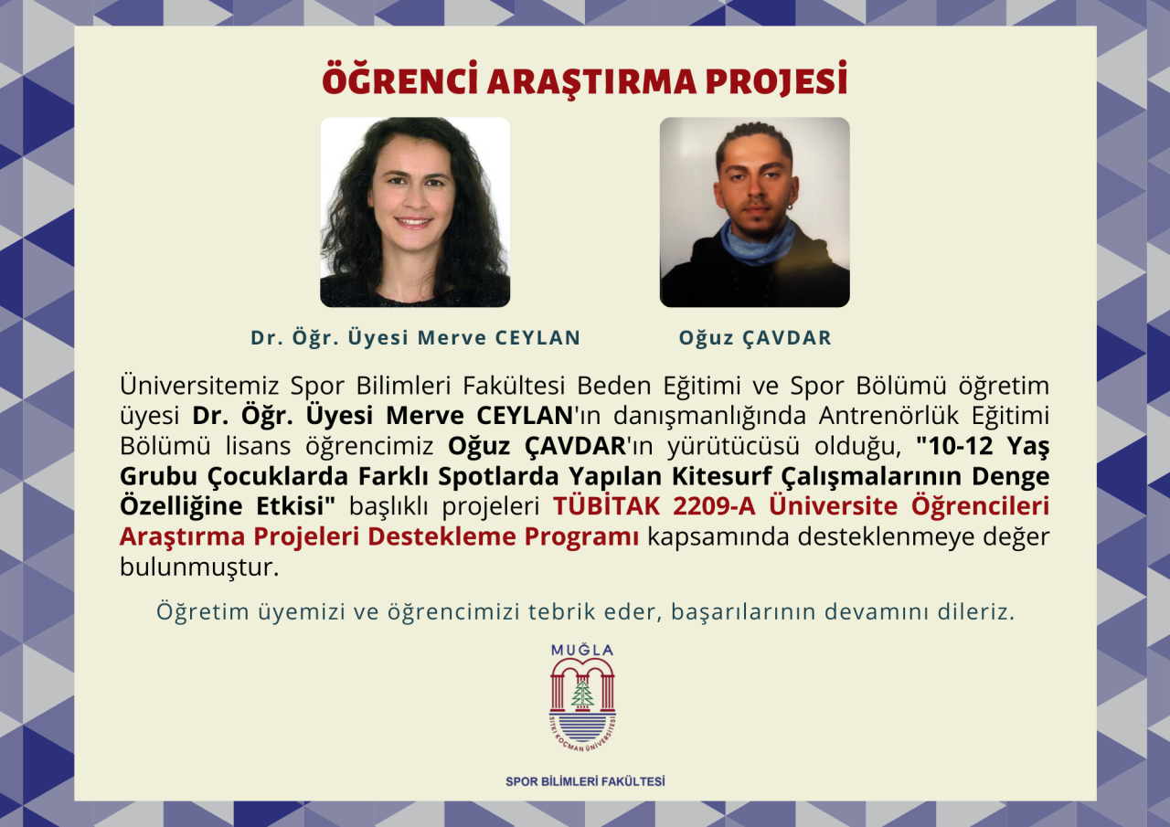 TÜBİTAK 2209-A Öğrenci Projelerinde Spor Bilimleri Fakültemiz Yine 1. Sırada