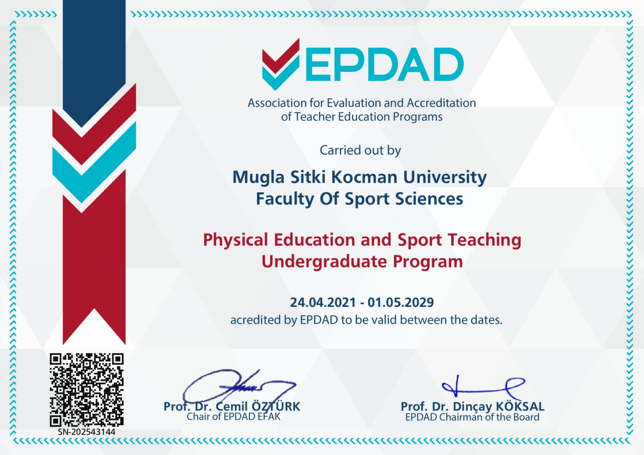 Beden Eğitimi ve Spor Öğretmenliği Programımız EPDAD Tarafından Yeniden Akredite Edildi