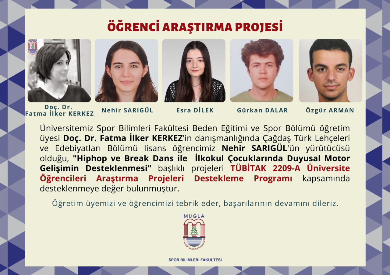 TÜBİTAK 2209-A Öğrenci Projelerinde Spor Bilimleri Fakültemiz Yine 1. Sırada