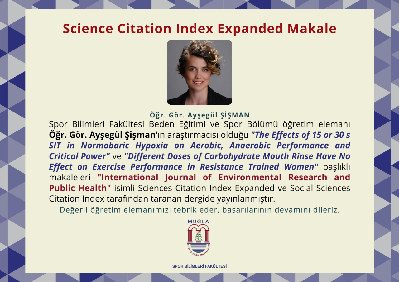 Öğretim Elemanlarımızın "Science Citation Index Expanded" Yayın Başarısı