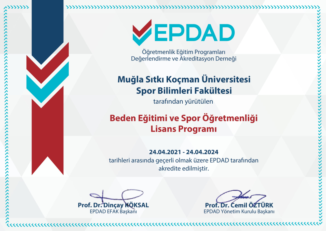 Fakültemiz Beden Eğitimi ve Spor Öğretmenliği Programı EPDAD Tarafından Akredite Edildi