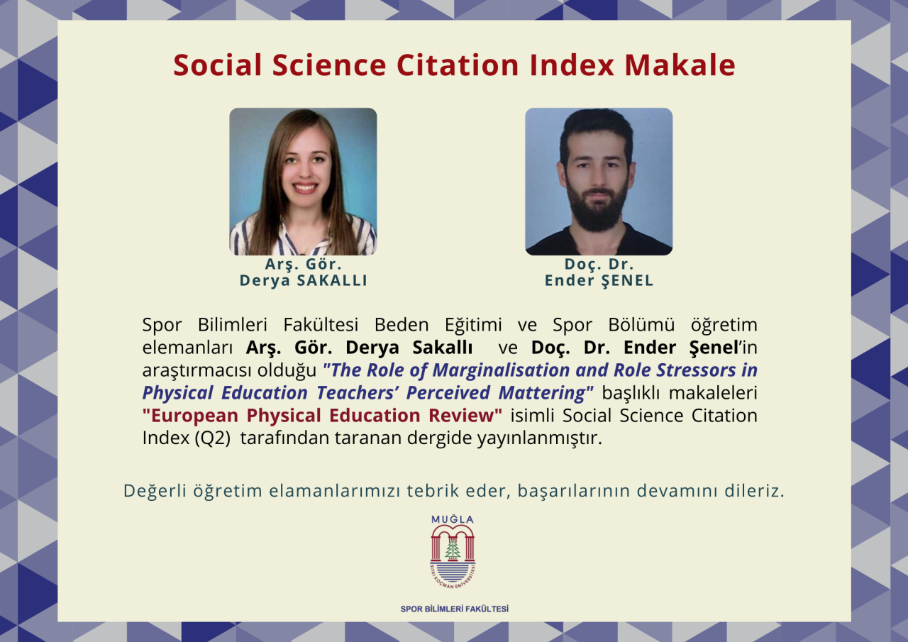 Öğretim Elemanlarımızın "Social Science Citation Index" Yayın Başarısı